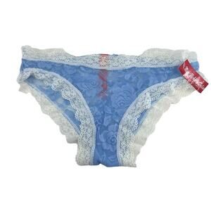 Miss Vickie's Intimates All Over Lace Periwinkle Blue White Trim Size Small 5/$2